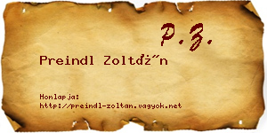 Preindl Zoltán névjegykártya